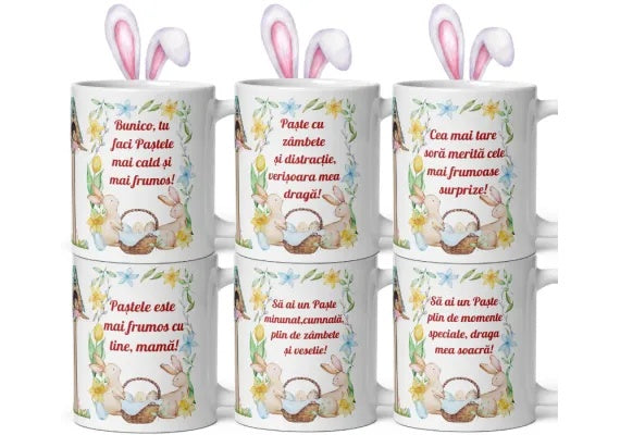 Set 24 Cani Personalizate Mix , Cadou Special de Paste pentru Femei , 330 ml