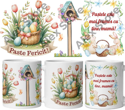 Set 24 Cani Personalizate Mix , Cadou Special de Paste pentru Femei , 330 ml