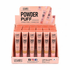 Set 24 Corector Lichid USHAS Powder Puff Concealer – Acoperire Ridicată, Aplicator Burete