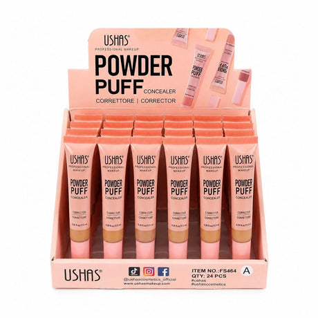 Set 24 Corector Lichid USHAS Powder Puff Concealer – Acoperire Ridicată, Aplicator Burete