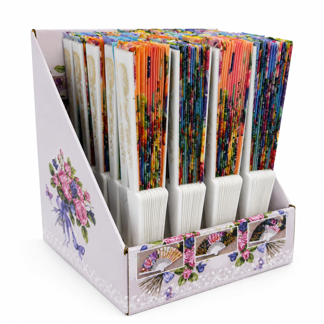 Set 24 evantaie pliabile, 24cm, cu model marin colorat