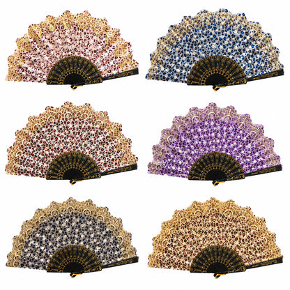 Set 24 Evantaie Pliabile Leopard cu Detalii Aurii, 24 cm, Diverse Culori Elegante