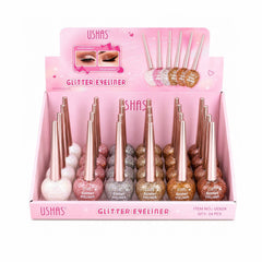 Set 24 Eyeliner cu Sclipici USHAS Glitter Eyeliner – 5 Nuanțe Strălucitoare, Rezistență Îndelungată