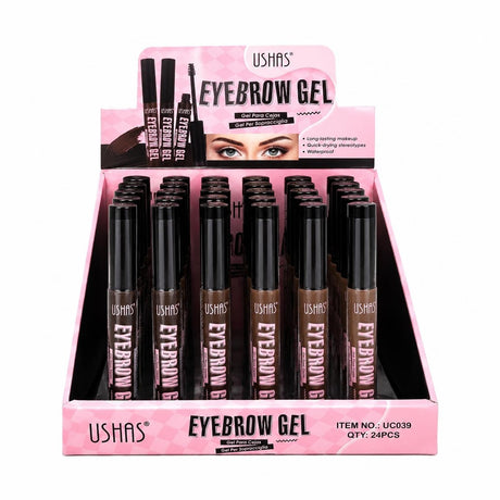 Set 24 Gel pentru Sprâncene USHAS Waterproof – Nuanțe Naturale de Maro pentru Definire și Fixare