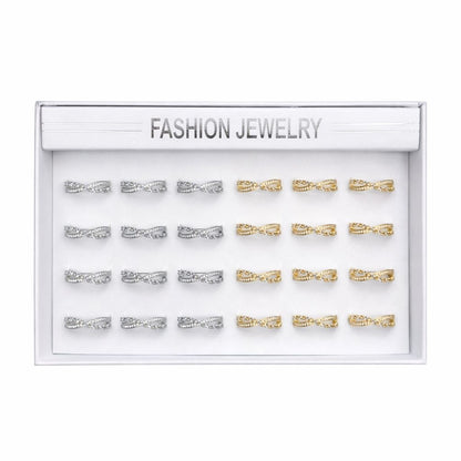 Set 24 inele dama elegante tip infinit cu pietre, auriu si argintiu, reglabile ROXE