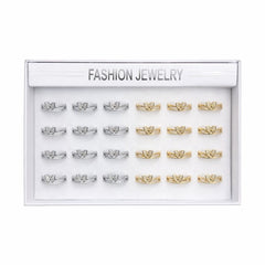 Set 24 inele elegante dama, auriu si argintiu, reglabile, stil rafinat ROXE