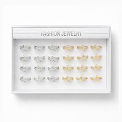 Set 24 Inele Reglabile Design Modern ROXE, Inoxidabil, Auriu si Argintiu