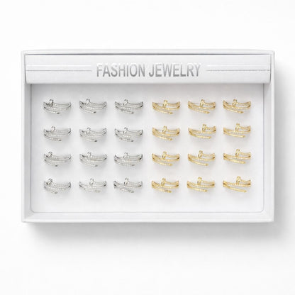 Set 24 Inele Reglabile Design Modern ROXE, Inoxidabil, Auriu si Argintiu