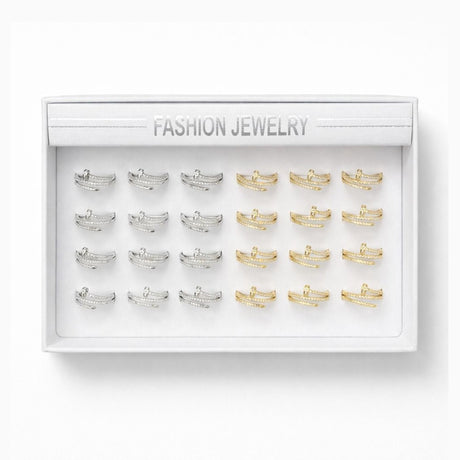 Set 24 Inele Reglabile Design Modern ROXE, Inoxidabil, Auriu si Argintiu