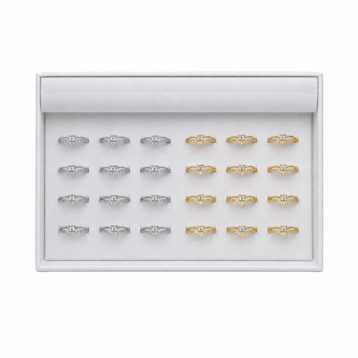 Set 24 Inele ROXE Elegance Glow – Auriu & Argintiu, Reglabile, Design Fin cu Cristale Strălucitoare