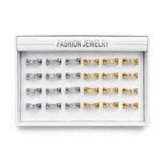 Set 24 Inele ROXE Heart Crystal Elegance – Auriu & Argintiu, Reglabile, Design cu Inimă Centrală și Cristale