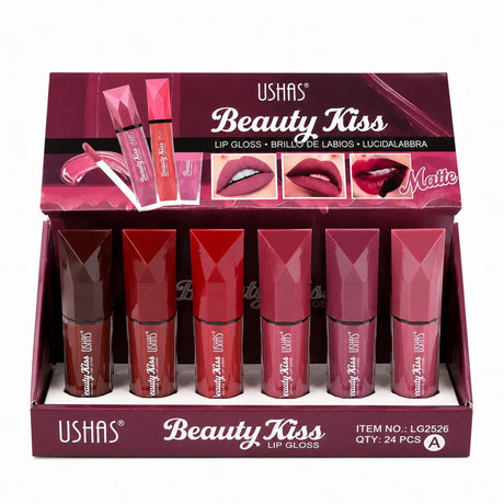 Set 24 Lip Gloss USHAS Beauty Kiss – 6 Nuanțe , Luciu Intens și Hidratare pentru Buze