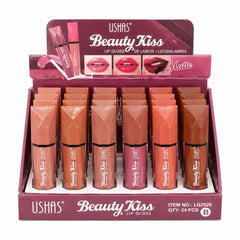 Set 24 Lip Gloss USHAS Beauty Kiss – Luciu Intens, Culori Naturale și Hidratare pentru Buze