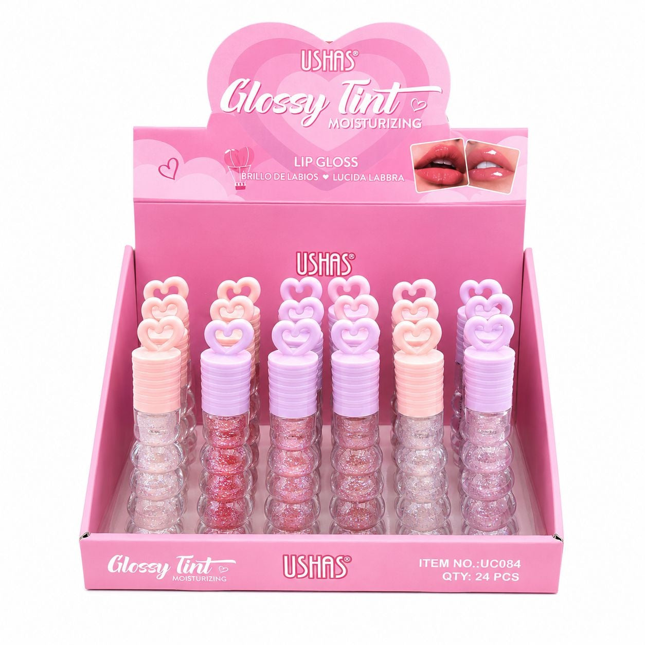 Set 24 Luciu de Buze Glossy Tint USHAS – Efect Lucios, Hidratare și Strălucire Naturală