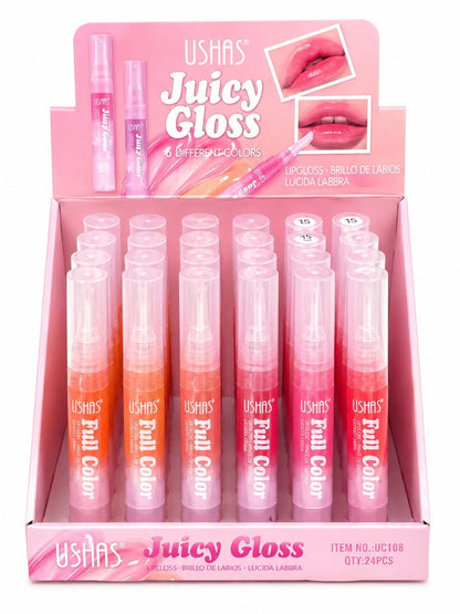 Set 24 Luciu de Buze USHAS Juicy Gloss – 6 Nuanțe Strălucitoare, Hidratare Intensă
