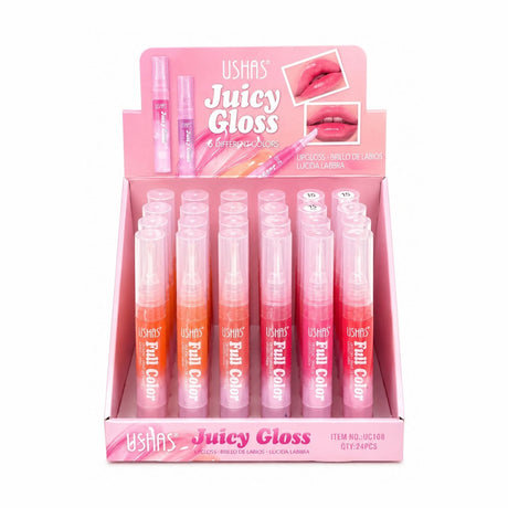 Set 24 Luciu de Buze USHAS Juicy Gloss – 6 Nuanțe Strălucitoare, Hidratare Intensă