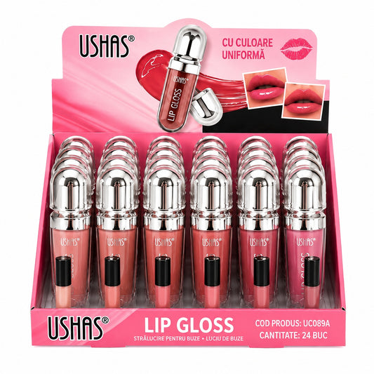 Set 24 Luciu de Buze USHAS Lip Gloss – Nuanțe Nude , Hidratare și Strălucire Intensă