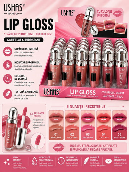 Set 24 Luciu de Buze USHAS Lip Gloss – Nuanțe Nude , Hidratare și Strălucire Intensă