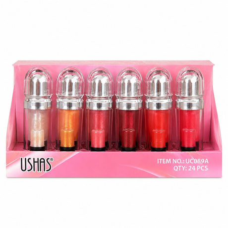Set 24 Luciuri de Buze USHAS Lip Gloss Set – 6 Nuanțe Strălucitoare, Hidratare și Efect Glossy