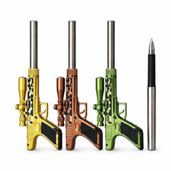 Set 24 pixuri cu pastă model pistol cu lunetă, design metalic decorativ, cu lumina led