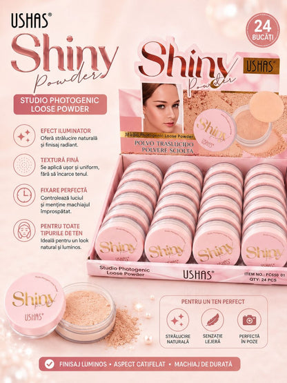 Set 24 Pudra Translucida Alba USHAS Shiny Powder – Pudră Pulbere pentru Fixarea Machiajului