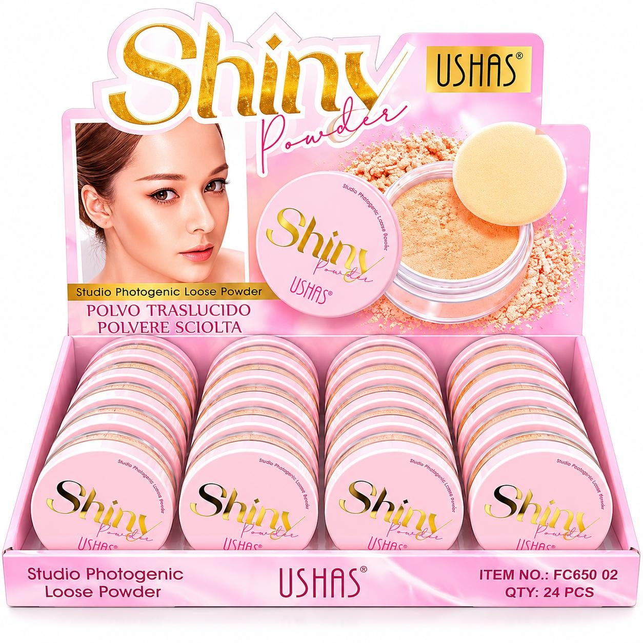 Set 24 Pudră Translucidă Matifiantă USHAS Shiny Powder – Fixare Perfectă și Finisaj Natural