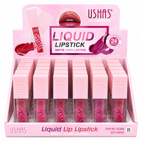 Set 24 Rujuri Lichide Mate USHAS – 6 Nuanțe Irezistibile, Rezistență Îndelungată și Finisaj Mat
