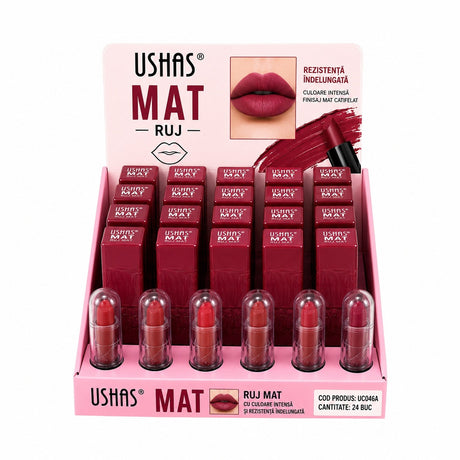 Set 24 Rujuri Mate USHAS – 6 Nuanțe Intense, Rezistență Îndelungată și Finisaj Catifelat