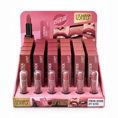 Set 24 Rujuri Mate USHAS Kiss Me – Culoare Intensă, Textură Catifelată și Rezistență Îndelungată