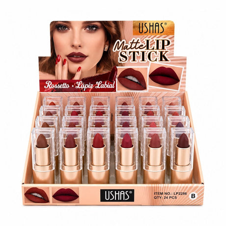 Set 24 Rujuri Mate USHAS Matte Lipstick – 6 Nuanțe Elegante, Culoare Intensă și Rezistență Îndelungată