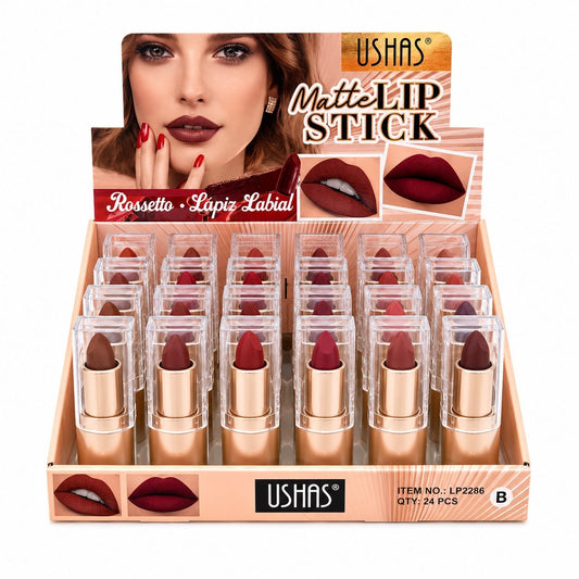 Set 24 Rujuri Mate USHAS Matte Lipstick – 6 Nuanțe Elegante, Culoare Intensă și Rezistență Îndelungată