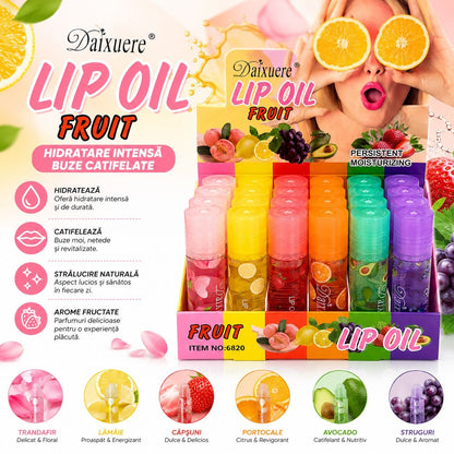 Set 24 Ulei de Buze cu Arome de Fructe – Lip Oil Fruit Hidratant și Catifelant