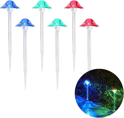 Set 3 Lampi Solare Gradina Tip Ciuperca cu LED, Decor Exterior, Panou Solar