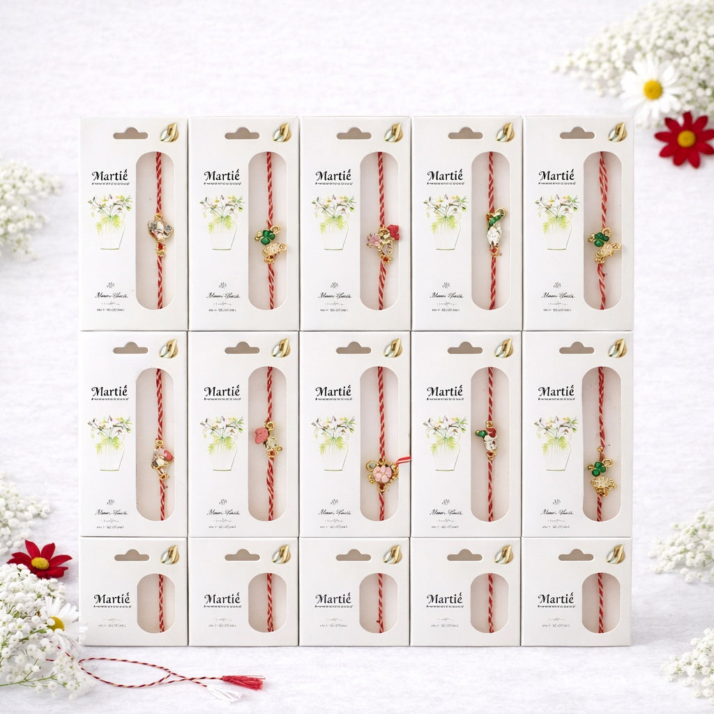 Set 30 Martisoare cu Snur Traditional si Charm Metalic, 1 Martie 11x6 cm