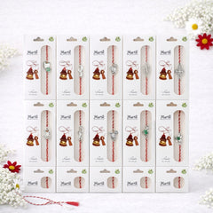 Set 30 Martisoare cu Snur Traditional si Charm Metalic, Card cu Mesaj 1 Martie 11x6 cm