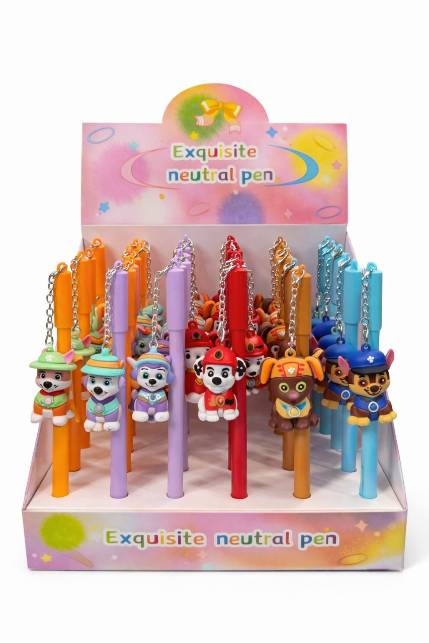 Set 30 pixuri cu gel și breloc decorativ cățel, design colorat pentru copii