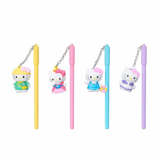 Set 30 Pixuri cu gel și breloc decorativ pisicuță, design colorat pentru școală și birou, diverse culori