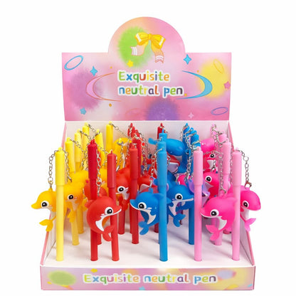 Set 30 pixuri cu gel și breloc delfin decorativ, model colorat pentru copii