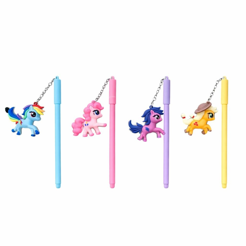 Set 30 pixuri cu gel și breloc ponei colorat, design simpatic pentru copii, diverse culori