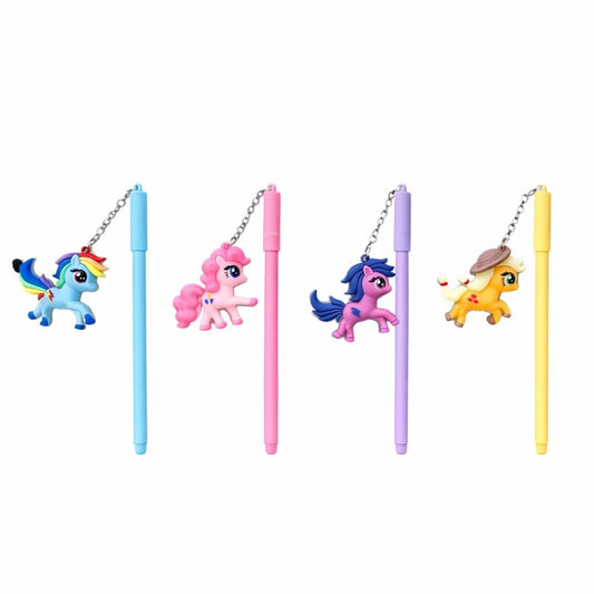 Set 30 pixuri cu gel și breloc ponei colorat, design simpatic pentru copii, diverse culori