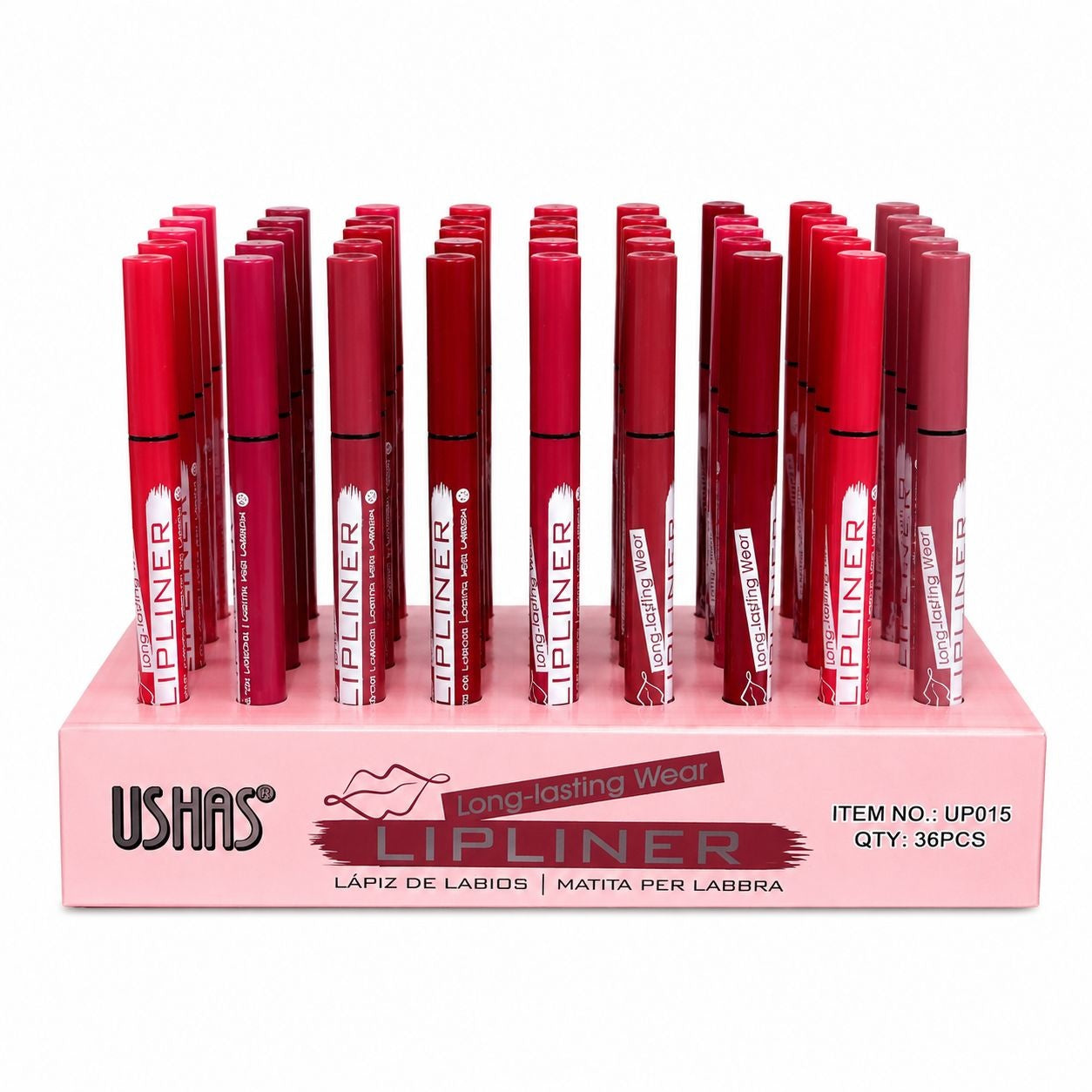 Set 36 Creioane de Buze USHAS Lipliner Long-Lasting Wear – Mix Culori, Rezistență Îndelungată