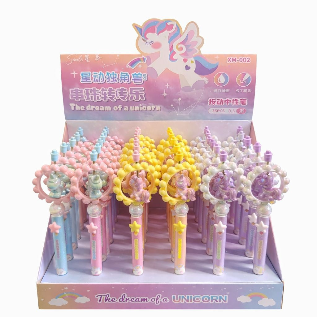 Set 36 pixuri cu pastă decorativ cu unicorn rotativ, model pentru copii