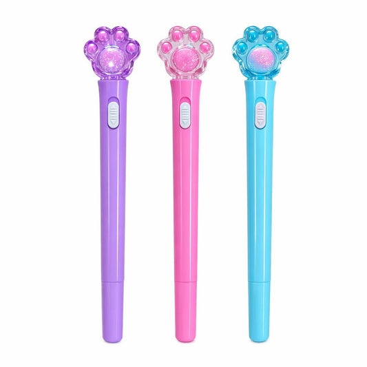 Set 36 pixuri cu pastă și lumină LED, cap decorativ lăbuță, design colorat pentru copii, diverse culori