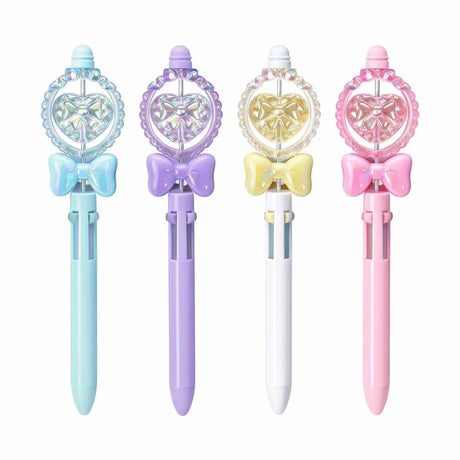 Set 36 pixuri multicolore cu 4 mine și decor inimă cu fundiță, model pastel pentru copii, diverse culori