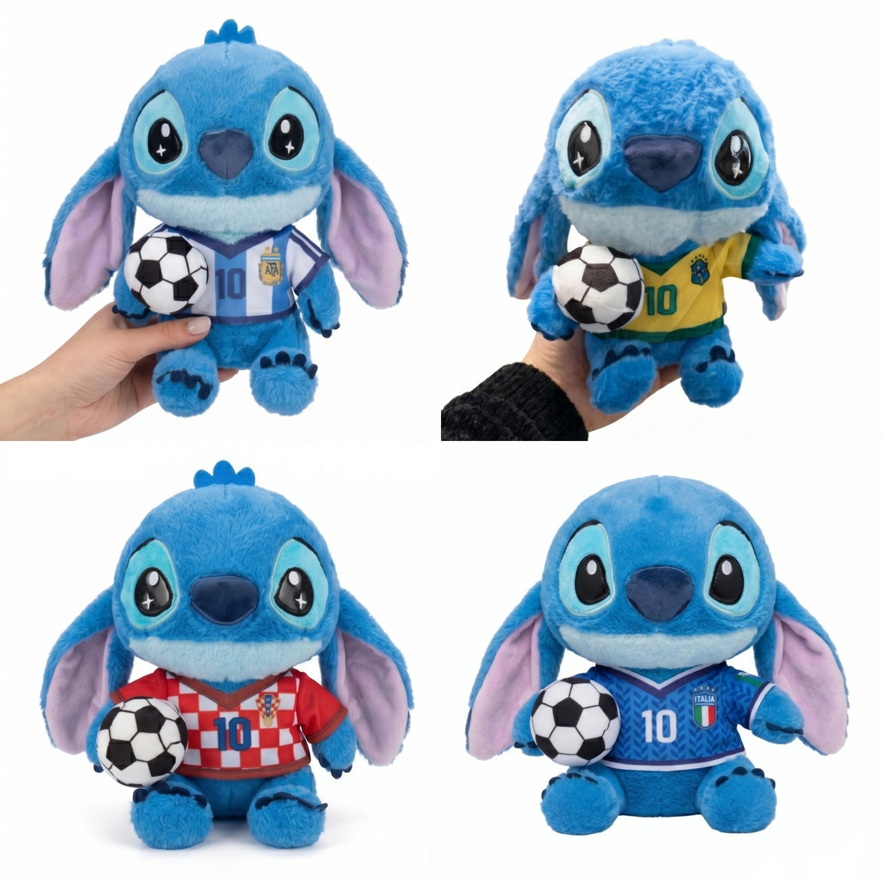 Set 4 jucarii de plus personaje albastre fotbal 25 cm cadou copii