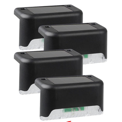 Set 4 Lămpi Solare pentru Exterior, montare trepte sau perete, LED, Negru
