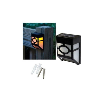 Set 4 lumini solare LED pentru gard, plastic negru, exterior