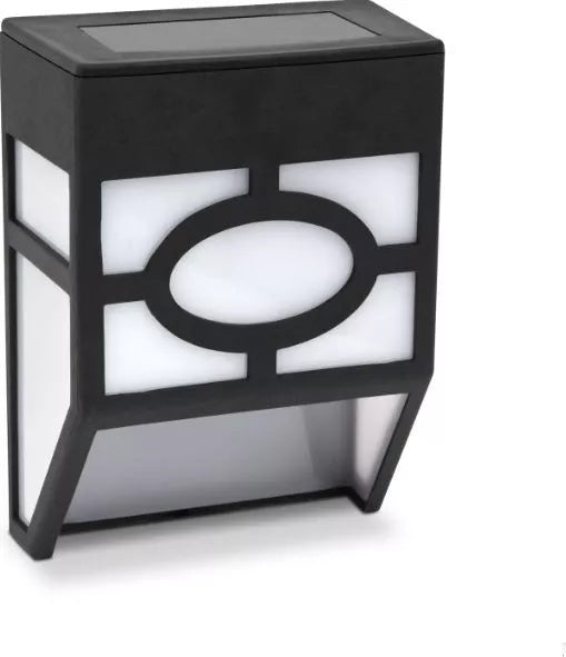 Set 4 lumini solare LED pentru gard, plastic negru, exterior