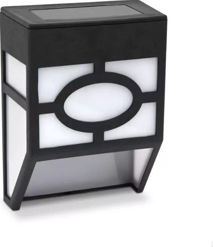 Set 4 lumini solare LED pentru gard, plastic negru, exterior
