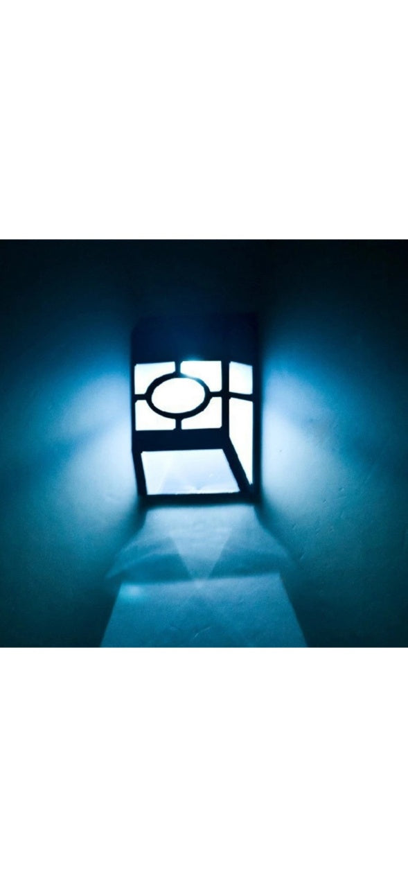 Set 4 lumini solare LED pentru gard, plastic negru, exterior